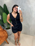 Conjunto em Alfaiataria Colete e Shorts com Cinto Kauane Ref. 1742