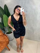 Conjunto em Alfaiataria Colete e Shorts com Cinto Kauane Ref. 1742