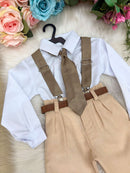 Conjunto Meninos Miss Cherry Rafael Suspensorio Caramelo-Beige