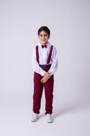 Conjunto Meninos Miss Cherry Leo Suspensorio Marsala