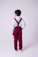 Conjunto Meninos Miss Cherry Leo Suspensorio Marsala