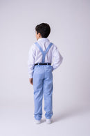 Conjunto Meninos Miss Cherry Leo Suspensorio Azul Claro