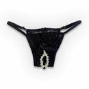 Calcinha Tailandesa Avulsa Preto Com Renda Floral - Colar de Pérolas - YAFFA