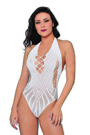Body sensual com alça fronta e detalhes por toda a peça - Branco - YAFFA Lingerie