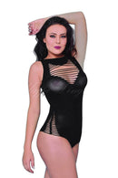 Body sensual sem manga com detalhes de rasgado na parte superior e inferior da peça - YAFFA Lingerie