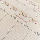 KIT Planner de Mesa Semanal + Bloquinho de Recado | FLORES DA PRIMAVERA Papel: Marfim