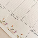 KIT Planner de Mesa Semanal + Bloquinho de Recado | FLORES DA PRIMAVERA Papel: Marfim