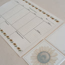 KIT Planner de Mesa Semanal + Bloquinho de Recado | GIRASSÓIS Papel: Marfim