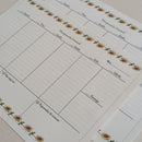 KIT Planner de Mesa Semanal + Bloquinho de Recado | GIRASSÓIS Papel: Marfim