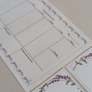 KIT Planner de Mesa Semanal + Bloquinho de Recado | LAVANDAS Papel: Marfim
