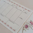 KIT Planner de Mesa Semanal + Bloquinho de Recado | ROSAS Papel: Marfim