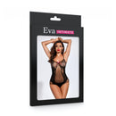 Body Sensual Preto Sem Manga Renda e Arrastão - Eva Intimate