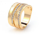 Anel Fios Cravejados Micro Zircônias Cristal Banhado a Ouro 18k