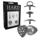 Anal Kit - HARD - Plug com 4 bases diferentes tamanho médio Cromado