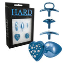 Anal Kit - HARD - Plug com 4 bases diferentes tamanho médio Azul