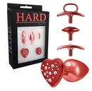 Anal Kit - HARD - Plug com 4 bases diferentes tamanho médio Vermelho