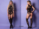 Macacão estilo arrastão sem mangas com detalhes em tiras - YAFFA Lingerie