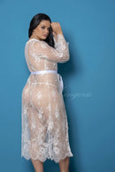 Robe sensual de luxo rendado - Branco - YAFFA Lingerie