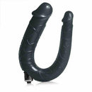 Pênis Ferradura ponta Dupla na cor preto 32 x 3 cm com vibrador à prova d'água cromado