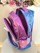 Mochila Infantil C/ Rodinhas da Lilo Stitch e Angel Roxa