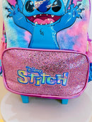 Mochila Infantil C/ Rodinhas da Lilo Stitch e Angel Roxa