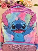 Mochila Infantil C/ Rodinhas da Lilo Stitch e Angel Roxa