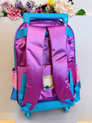 Mochila Infantil C/ Rodinhas da Lilo Stitch e Angel Roxa