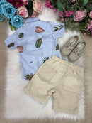 Conjunto Meninos Lucas Banana Club Shorts Camisa Azul Florida