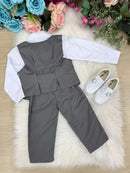 Conjunto Miss Cherry Social Leonardo Colete Cinza Grafite
