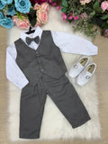 Conjunto Miss Cherry Social Leonardo Colete Cinza Grafite