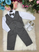 Conjunto Miss Cherry Social Leonardo Colete Cinza Grafite