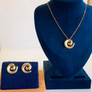 CONJUNTO ESPIRAL BANHADO OURO 18K