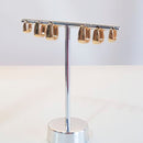TRIO DE BRINCOS ARGOLA RETANGULAR BANHADO OURO 18K