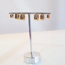 TRIO DE BRINCOS ARGOLA RETANGULAR BANHADO OURO 18K