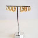 TRIO DE BRINCOS REDONDO TRABALHADO BANHADO OURO 18K
