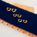 TRIO DE BRINCOS DE CORAÇÃO BANHADO OURO 18K
