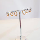 TRIO DE BRINCOS DE ARGOLA COM BOLINHAS BANHADO OURO 18K