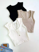 Cropped em Ribana Regata com Decote Redondo Guadalupe Ref. 1040