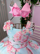 Vestido Mini Miss Lorena Florido Azul Bebe