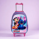 Mochila Rodinhas Lilo e Stitch + Estojo de Brinde