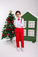 Conjunto Meninos Miss Cherry Leo Suspensorio Vermelho
