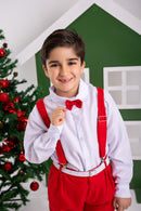Conjunto Meninos Miss Cherry Leo Suspensorio Vermelho