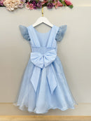 Vestido Infantil Azul Frozen Anna Elza Festas Luxo