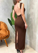 Vestido Longo em Ribana Regata Costas Nua Rafaela Ref. 1667