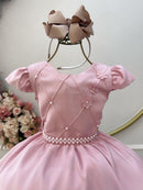 Vestido Infantil Rose Busto C/ Nervuras Flores Festas Luxo