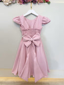 Vestido Infantil Rose Busto C/ Nervuras Flores Festas Luxo