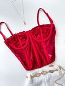 Cropped Corset em Renda de Alça Cristina Ref. 1555