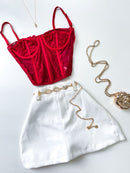 Cropped Corset em Renda de Alça Cristina Ref. 1555