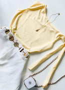 Cropped em Malha Romantic Zara com Amarração no Ombro Joana Ref. 1853