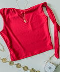 Cropped em Malha Romantic Zara com Amarração no Ombro Joana Ref. 1853